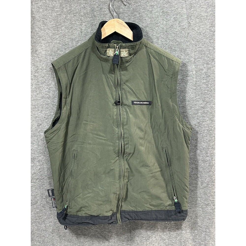 Vintage Abercrombie & Fitch Vest Mens Medium Green Nylon And Lined Hiking Y2K